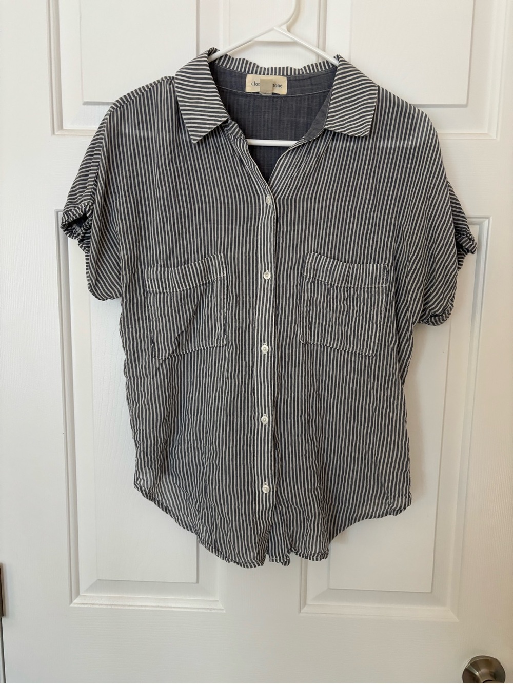 cloth & stone Blue and White Striped Button-Front Shirt